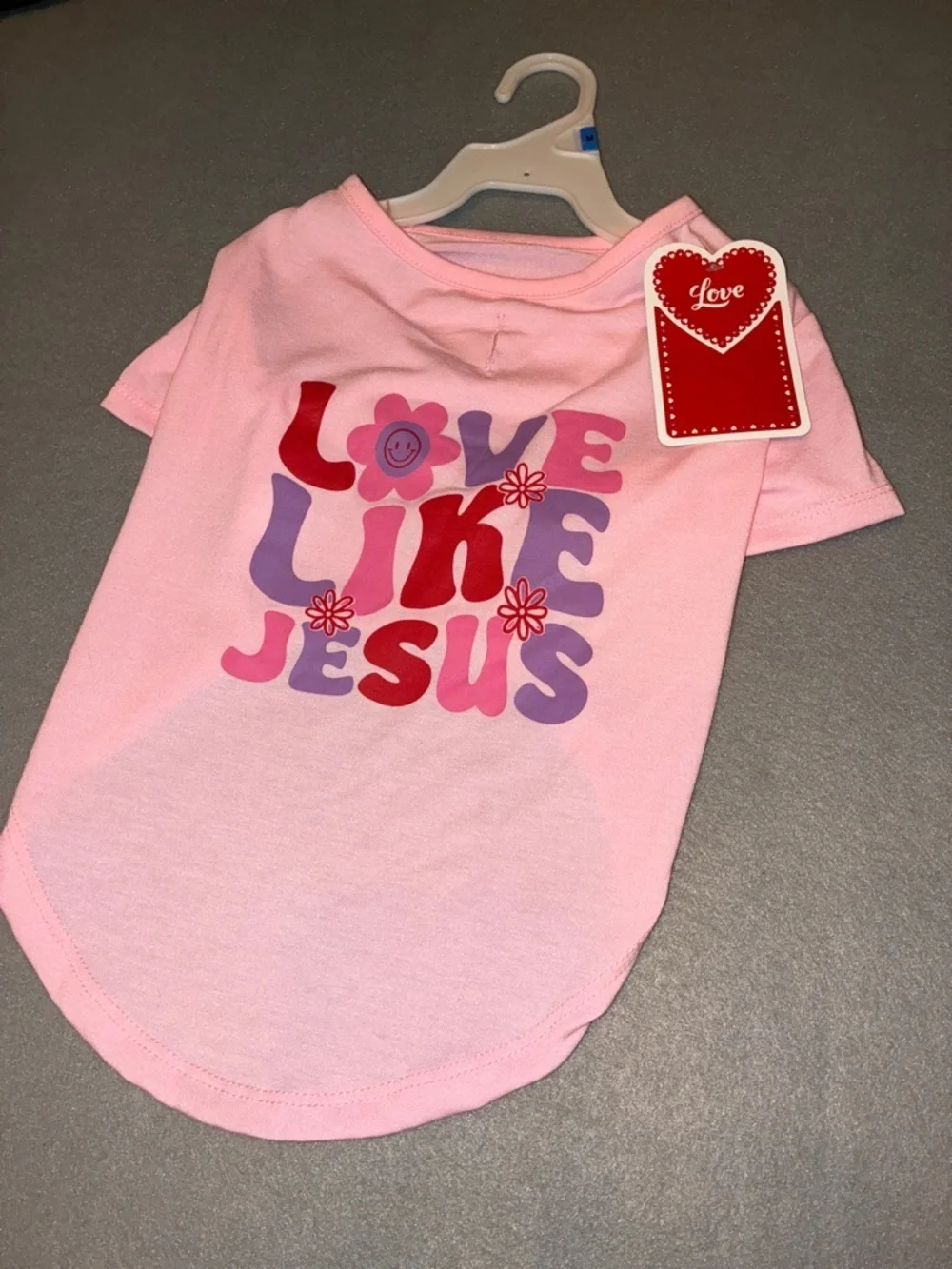 Love Like Jesus Pink Graphic Dog Tee Shirt
